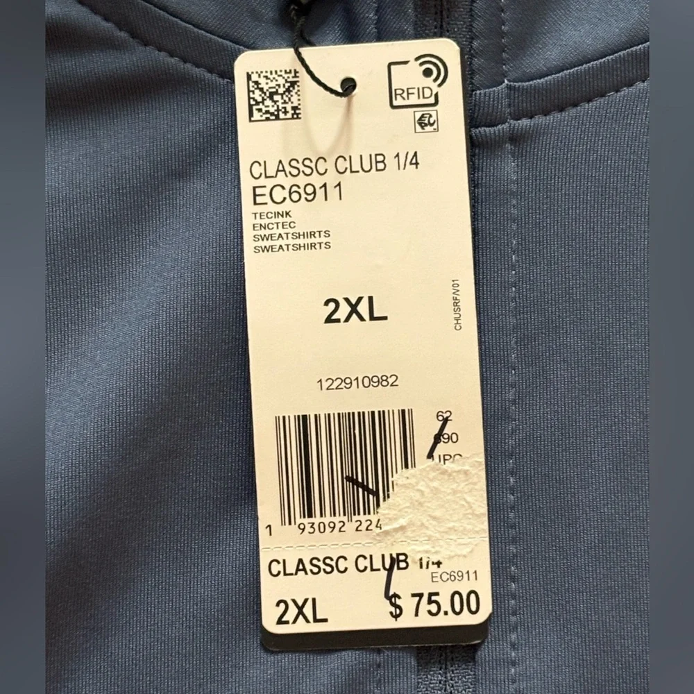 ADIDAS Shirt Sweatshirt‎ Golf Classic Club 1/4 Zip Long Sleeve EC6911 Size 2XL